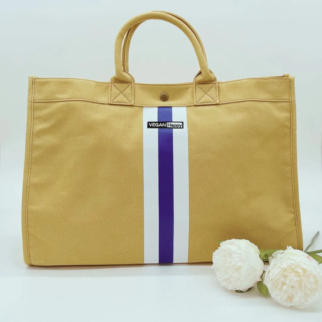 VEGAN Happy Striped Tote Bag | Multiple Colours