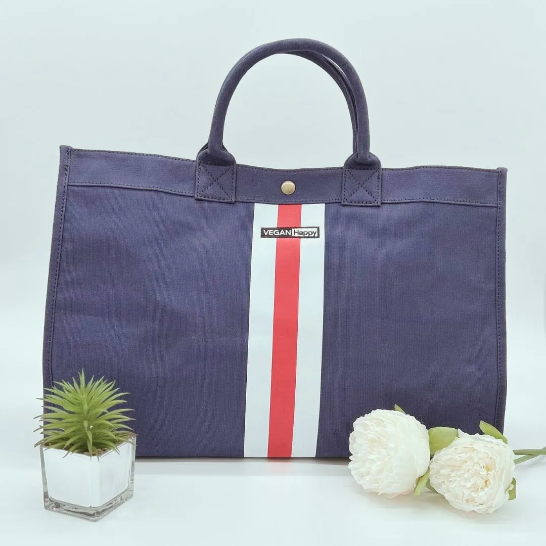 VEGAN Happy Striped Tote Bag | Multiple Colours