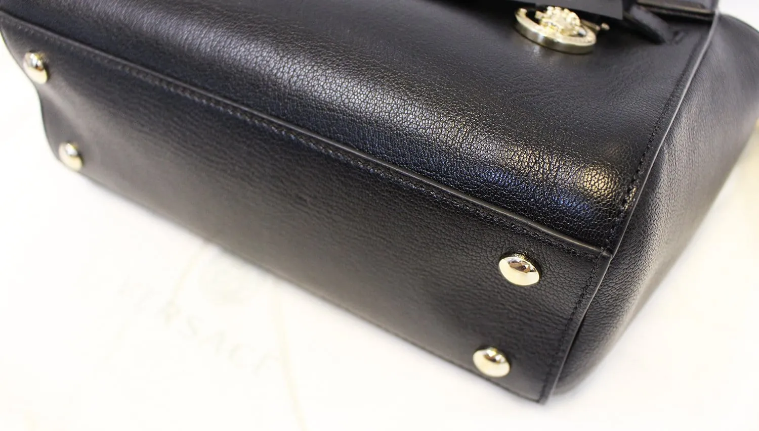 Versace Black Leather Medallion Shoulder Crossbody Bag