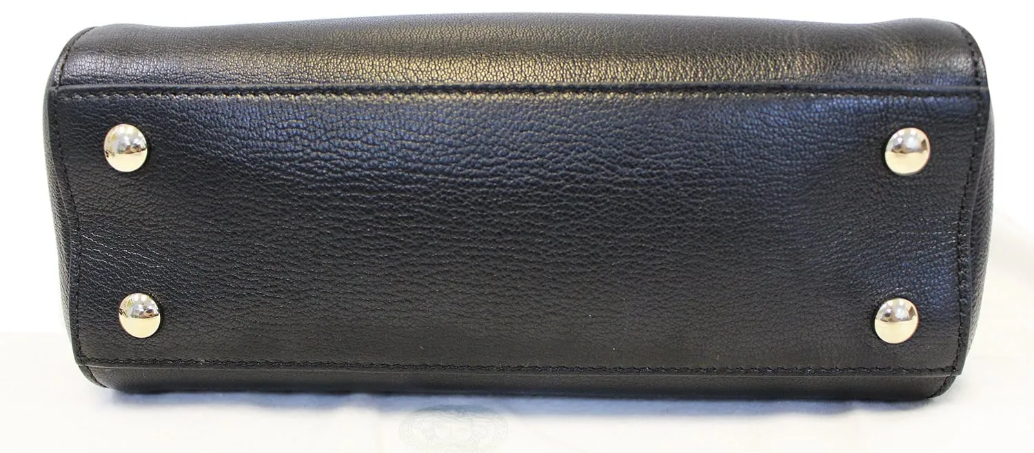 Versace Black Leather Medallion Shoulder Crossbody Bag