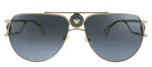 Versace  VE 2225 100287 Aviator Metal Gold Sunglasses with Grey Lens