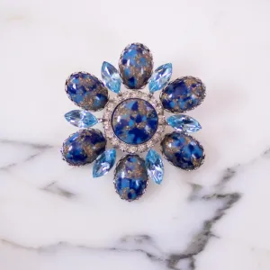 Vintage Blue and Gold Statement Brooch