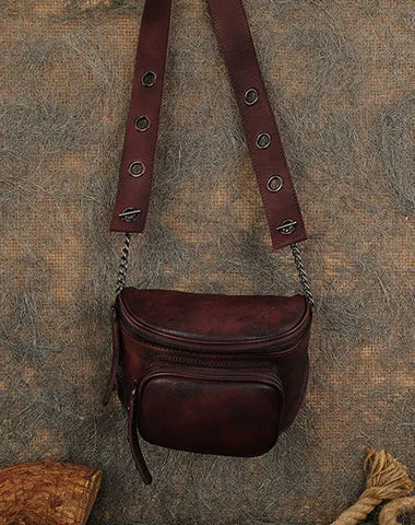 Vintage Brown Leather Womens Saddle Shoulder Bag Saddle Crossbody Purse for Women