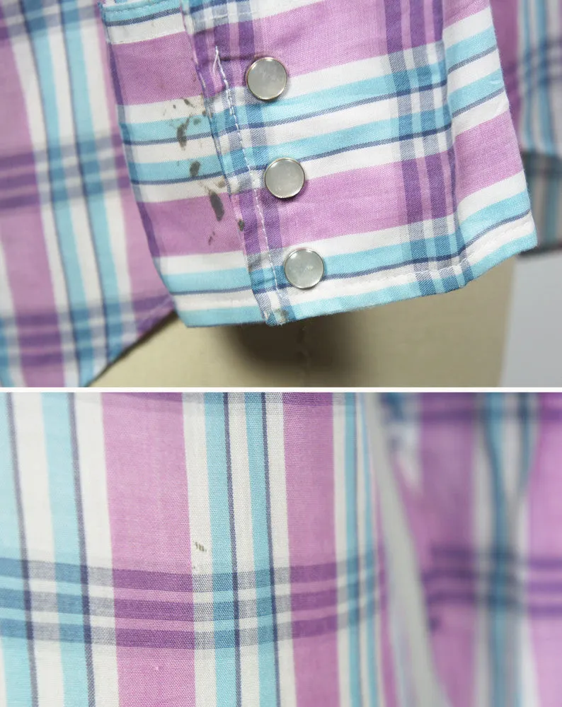 Violet & Blue Striped Western Pearl Snap Shirt - Size L