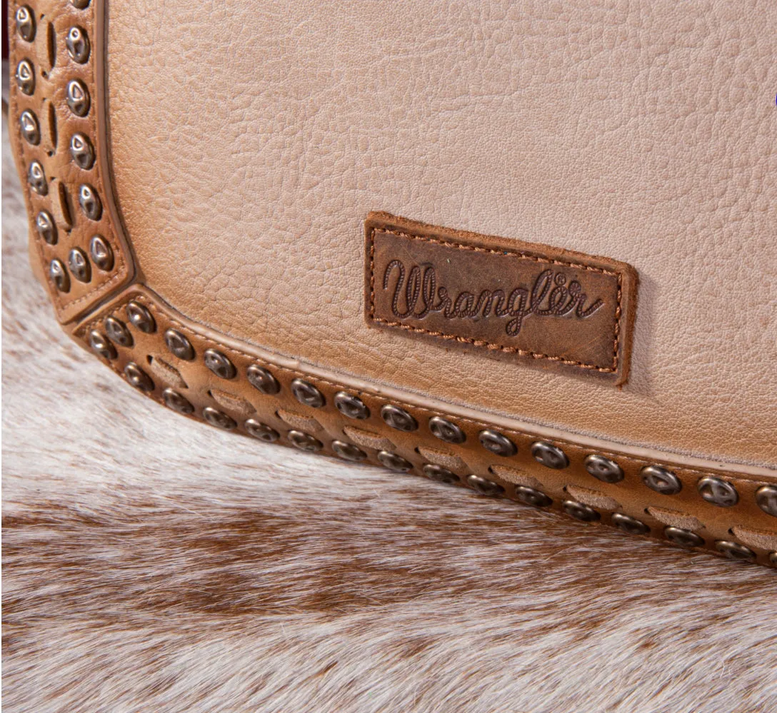 WG64-G2002 Wrangler Rivets Concealed Carry Oversize Tote/Crossbody -Beige