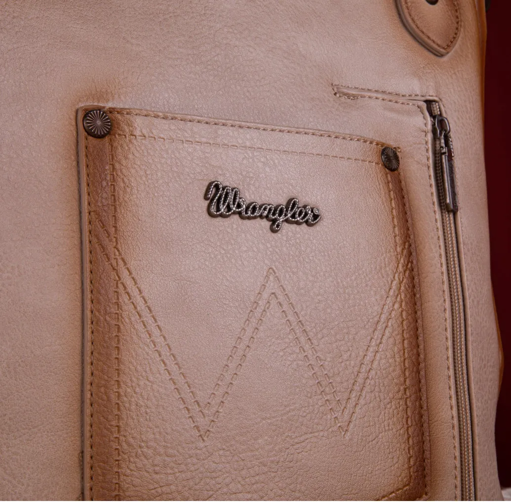 WG64-G2002 Wrangler Rivets Concealed Carry Oversize Tote/Crossbody -Beige