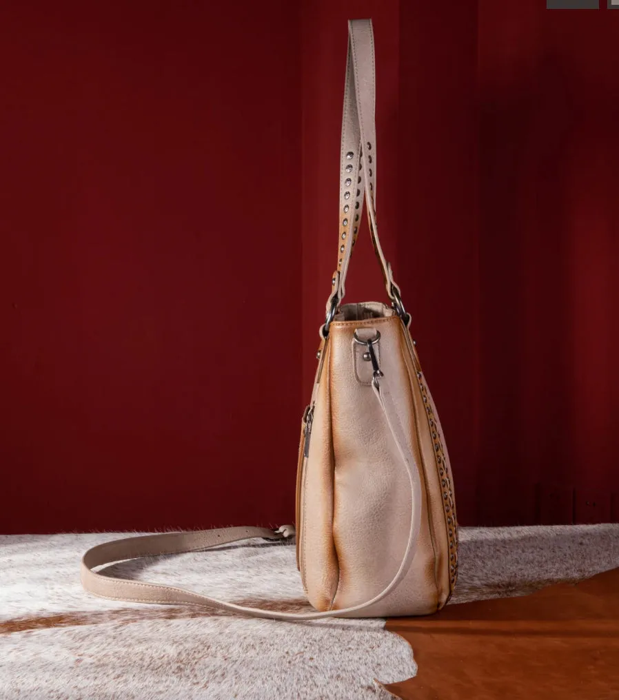 WG64-G2002 Wrangler Rivets Concealed Carry Oversize Tote/Crossbody -Beige