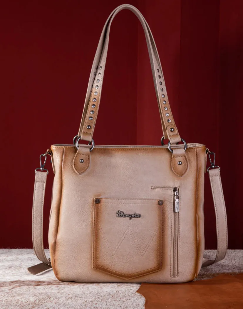 WG64-G2002 Wrangler Rivets Concealed Carry Oversize Tote/Crossbody -Beige