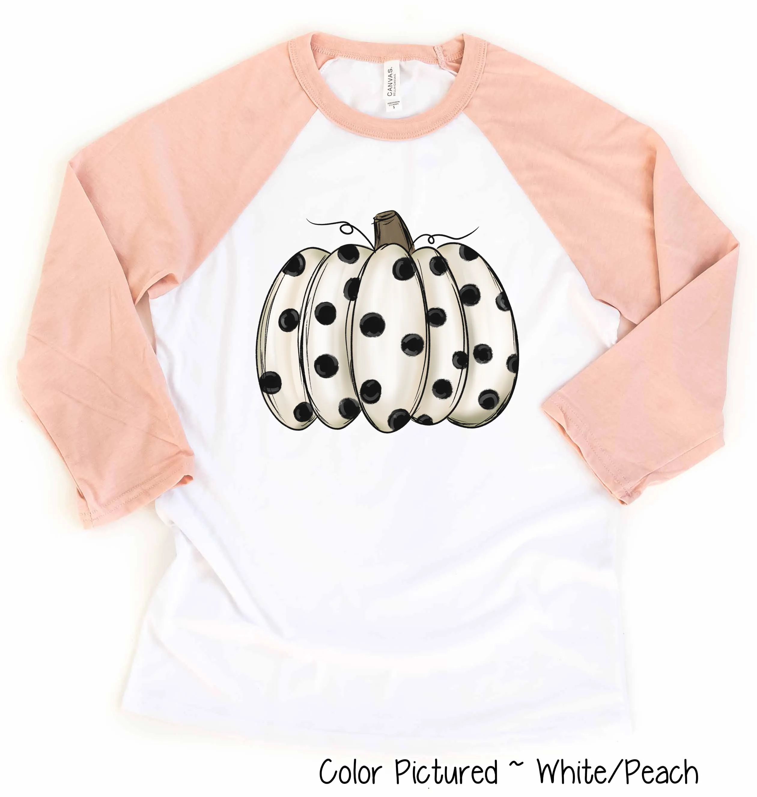 White Polka Dot Pumpkin Raglan Shirt