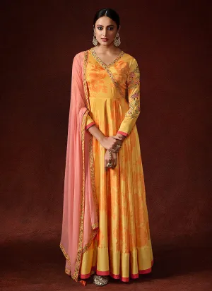 Yellow Designer Anarkali Gown Suit