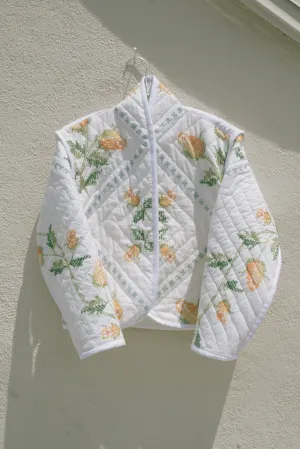 Yellow Rose Cross Stitched Juniper Cropped Coat