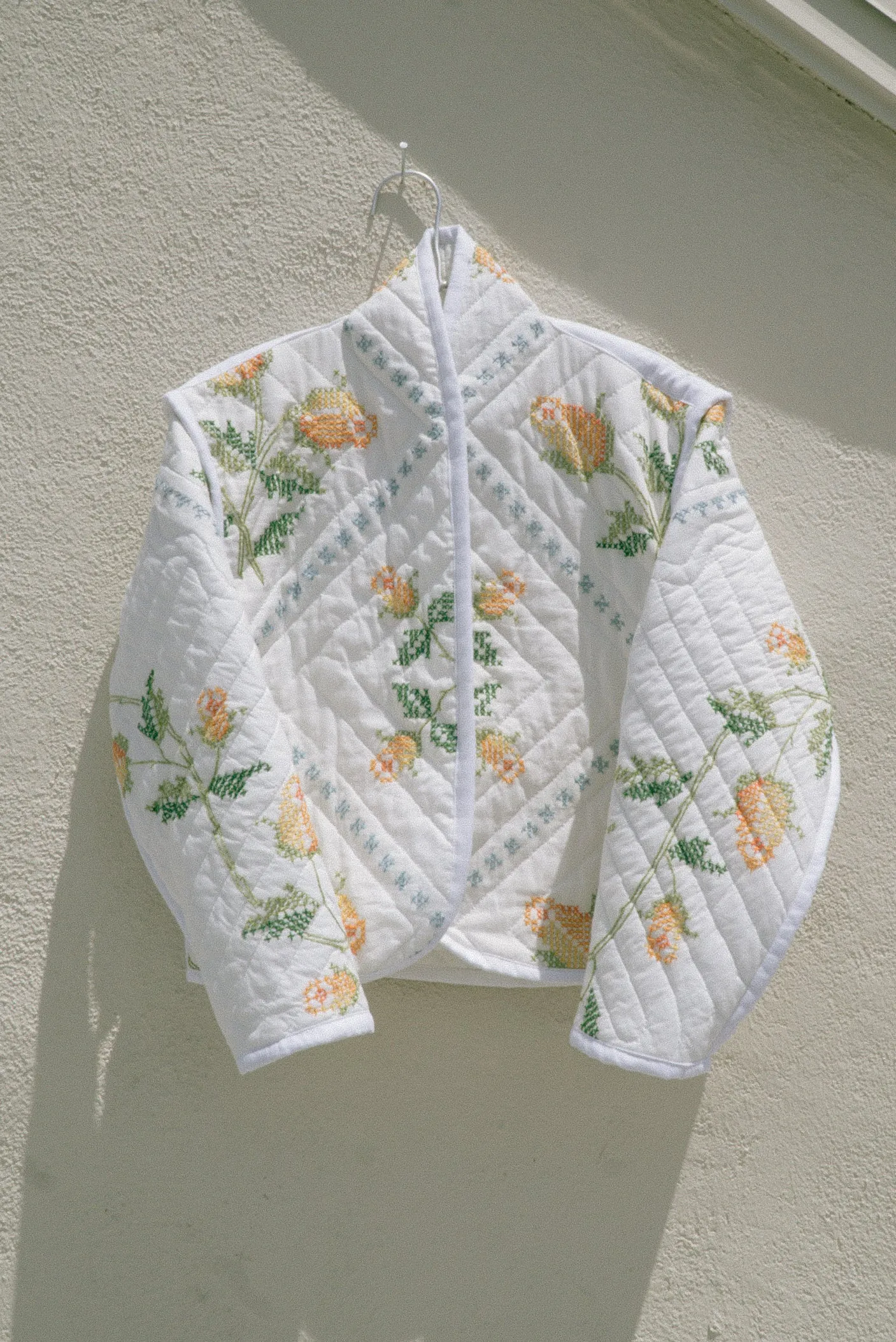 Yellow Rose Cross Stitched Juniper Cropped Coat