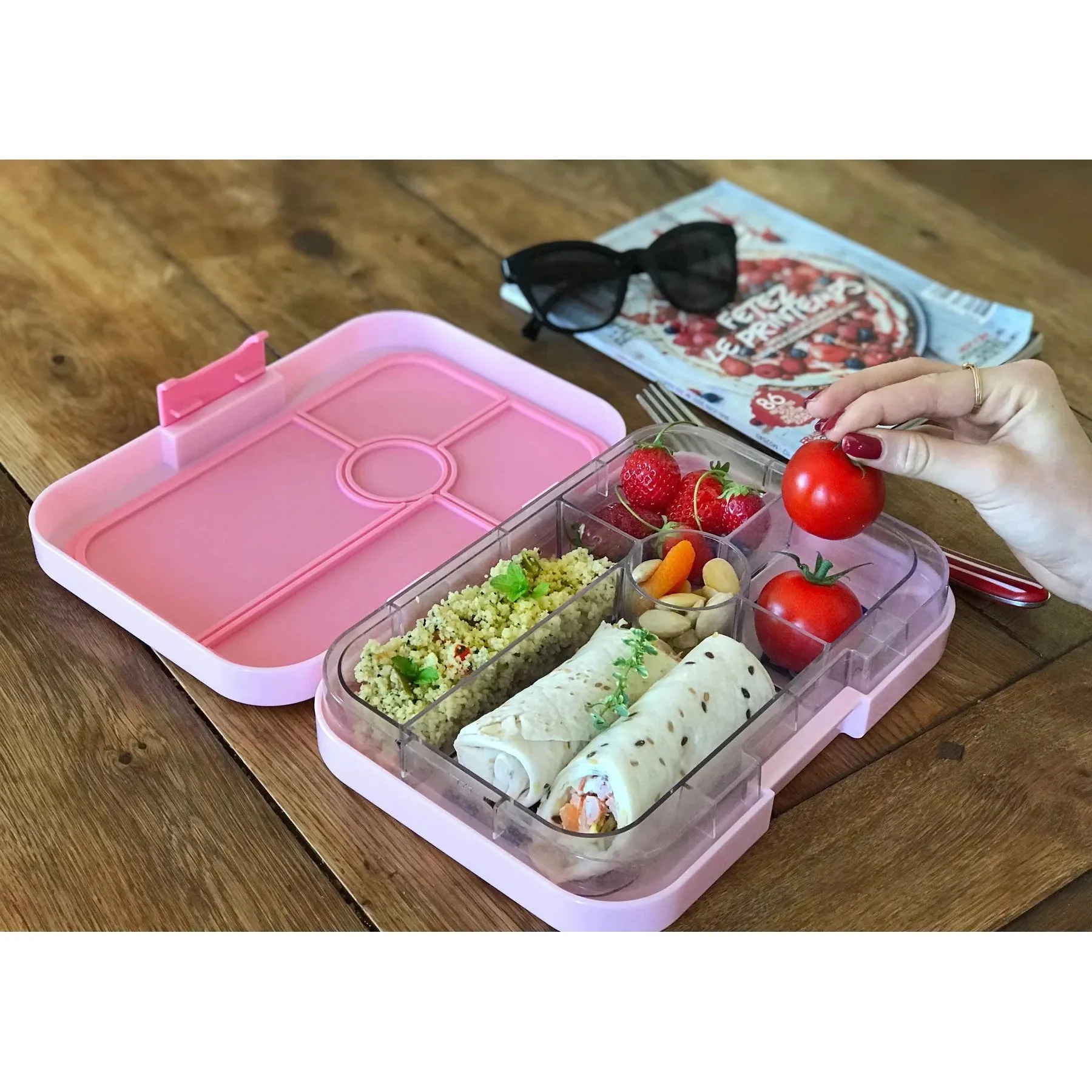 Yumbox Tapas 5 - Capri Pink with Bon Appetit Tray