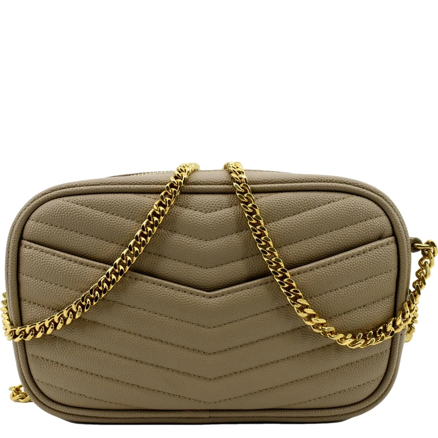 YVES SAINT LAURENT Mini Lou Grain De Poudre Camera Bag Beige