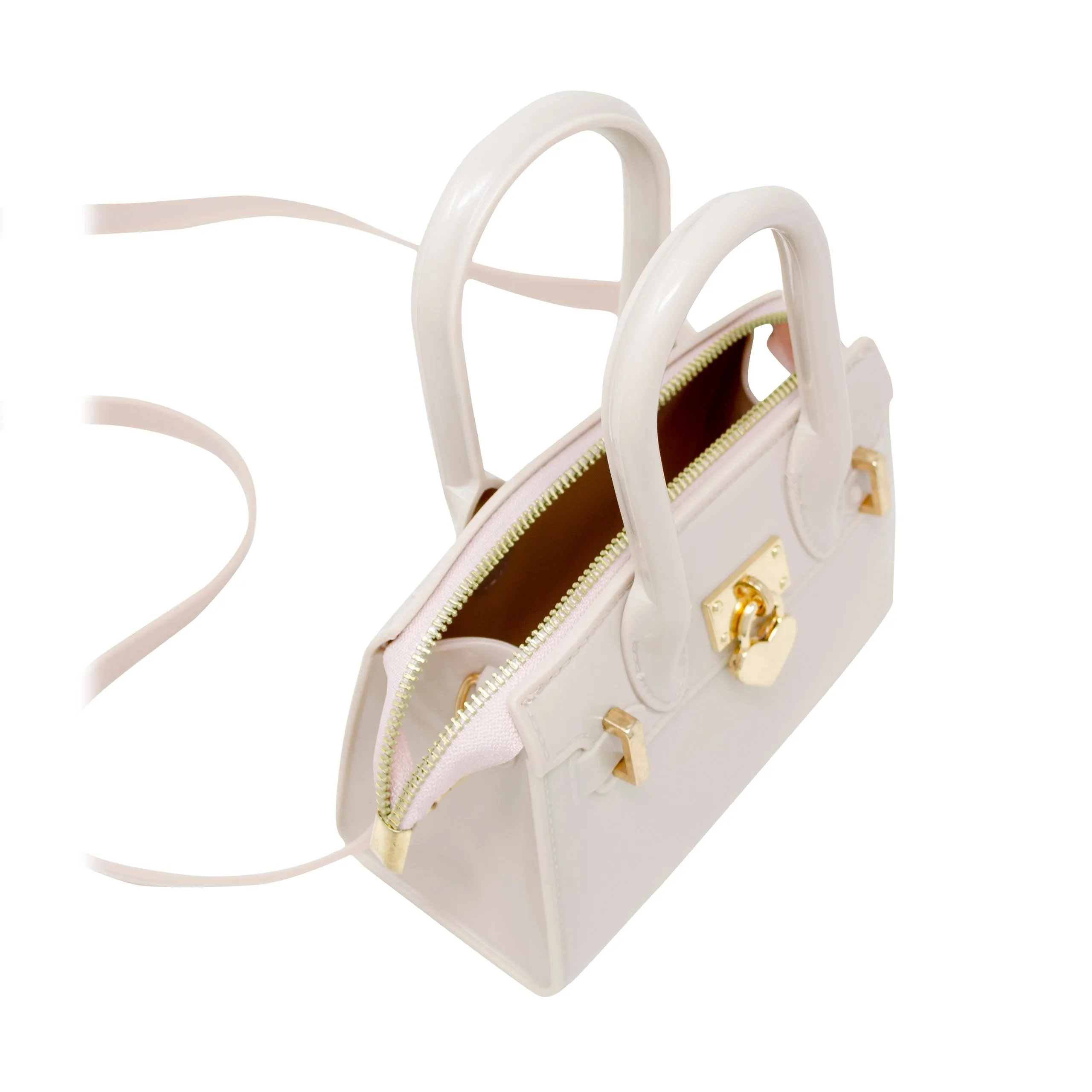 Zomi Gems Jelly Heart Locket Satchel Bag - Cream